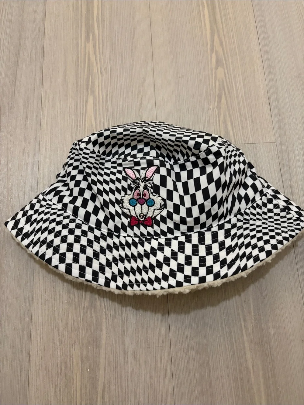 Disney Black & White Checkered Bunny Bucket Hat